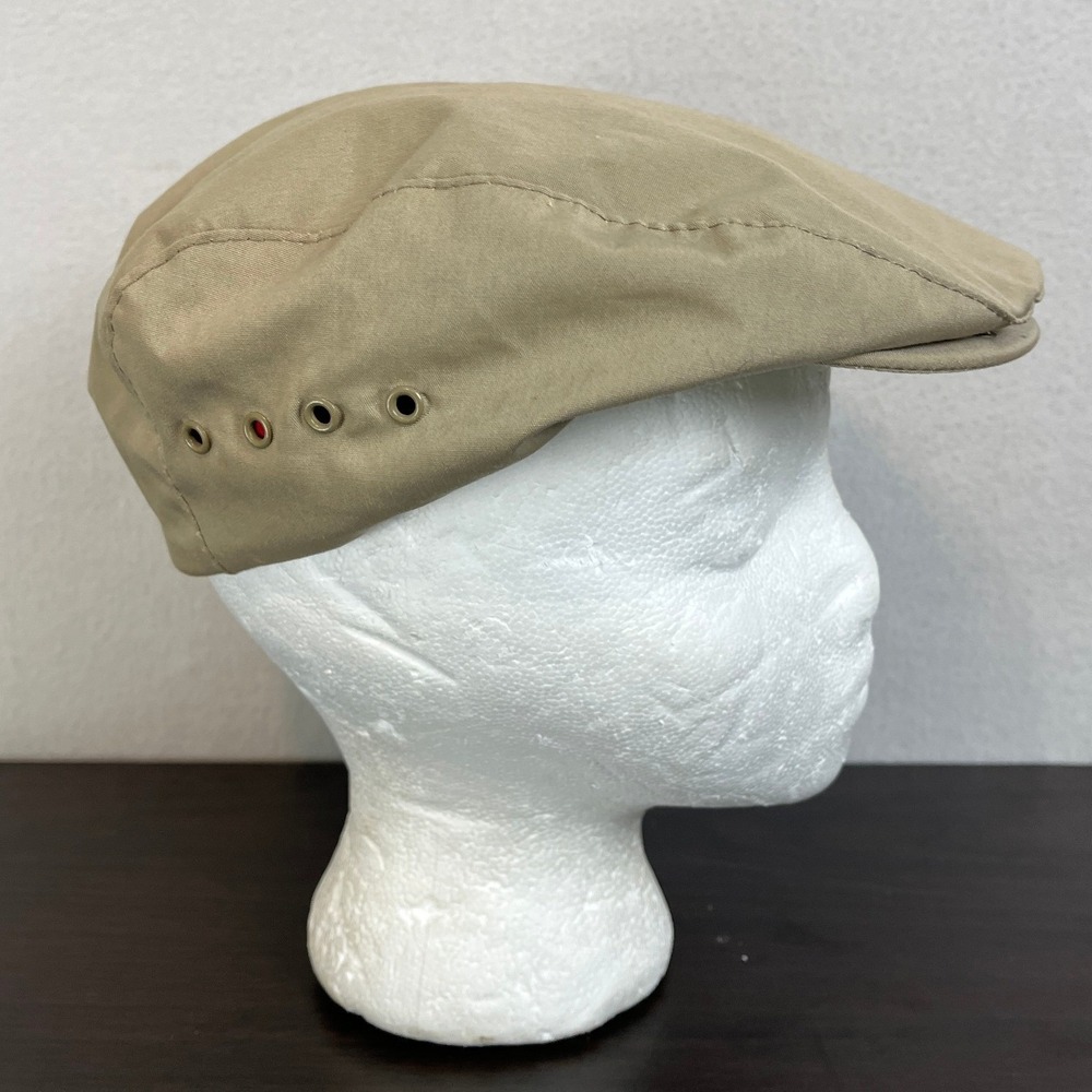 Vintage Eddie Bauer Mens Tan Water Repellent Driving Cap Plaid Lined Made USA L
